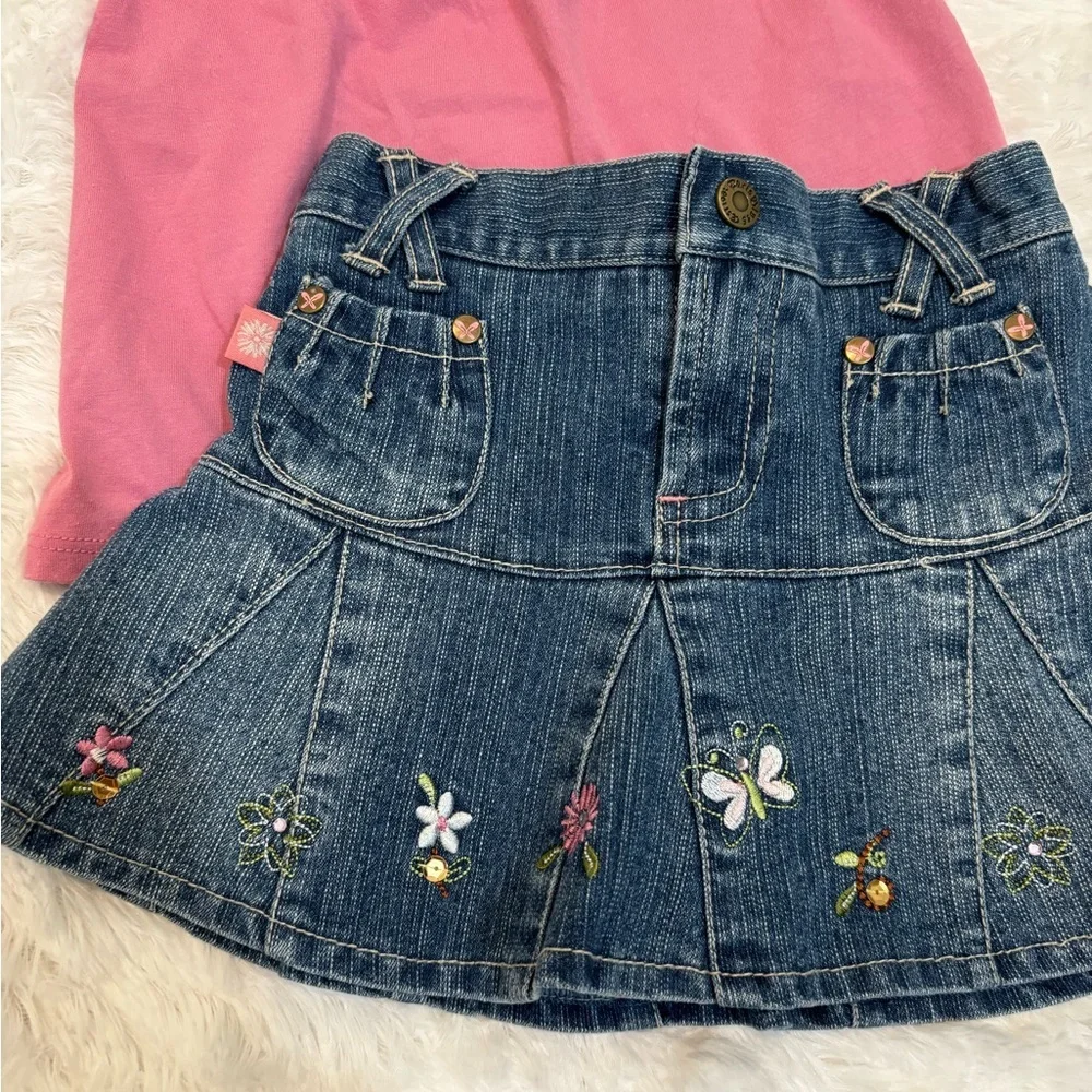 Shirt & Denim Skort Outfit Bundle 2T Vintage Denim Y2K